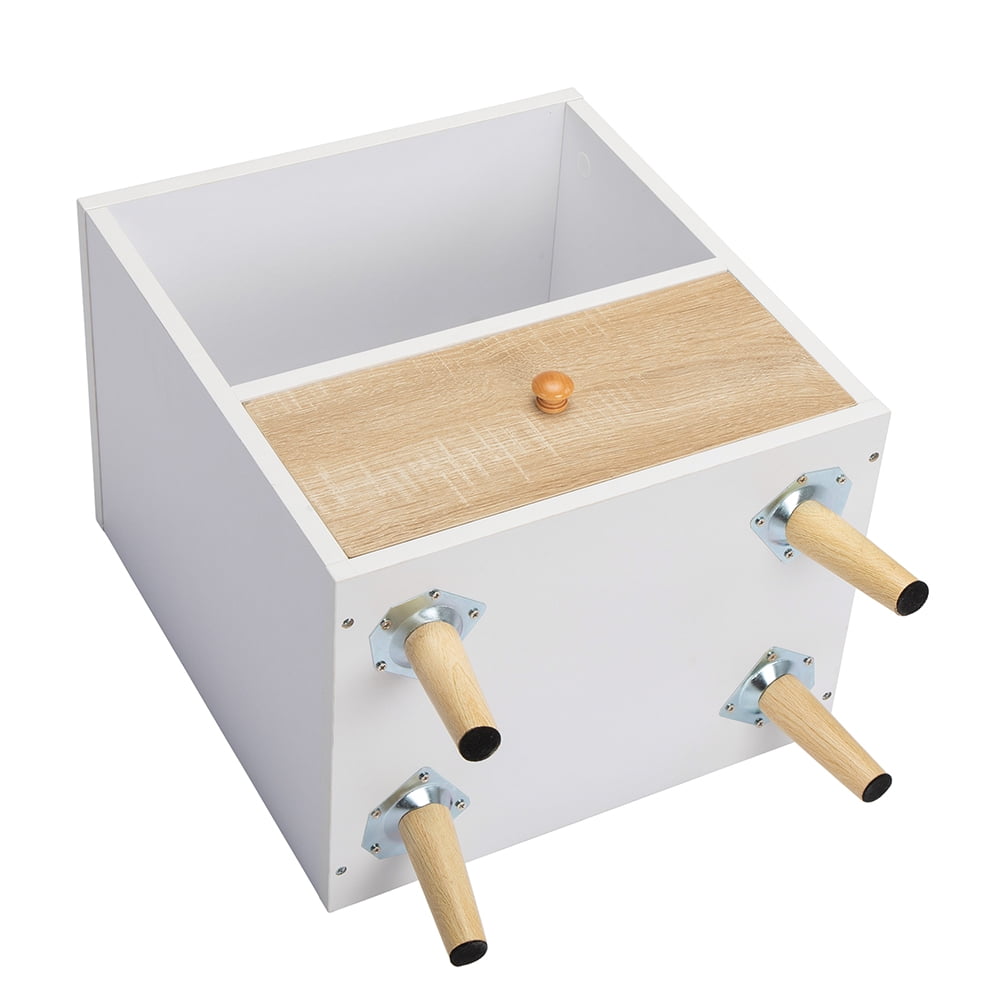 Kepooman 1 Drawer Bedside Cabinets for Small Spaces, 2 Pack Bedside Table for Bedroom, White Nightstands for Living Room