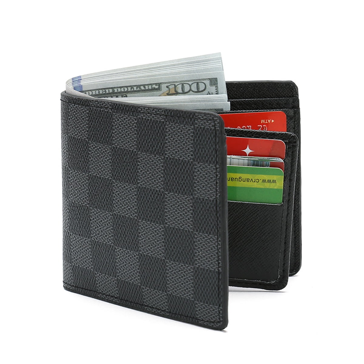 The New L Men's Wallet Leather Wallet Checkerboard Checkered