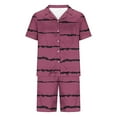 thumbnail image 4 of Stamzod Men's Satin Pajama Set Striped Short Sleeve Button Down Classic Sleepwear Soft Comfy Loungewear with Front Pocket Mens Short Outfits, 4 of 5