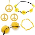 thumbnail image 1 of Gafas de carnaval hippies bohemias y pendientes con el logotipo del símbolo de la paz, collar, corona y diadema, 1 of 1