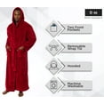 thumbnail image 4 of Ross Michaels Mens Robe Big & Tall with Hood - Long Plush 400GSM Luxury Fleece Bathrobe with Shawl Collar (Red, XX-Large), 4 of 6