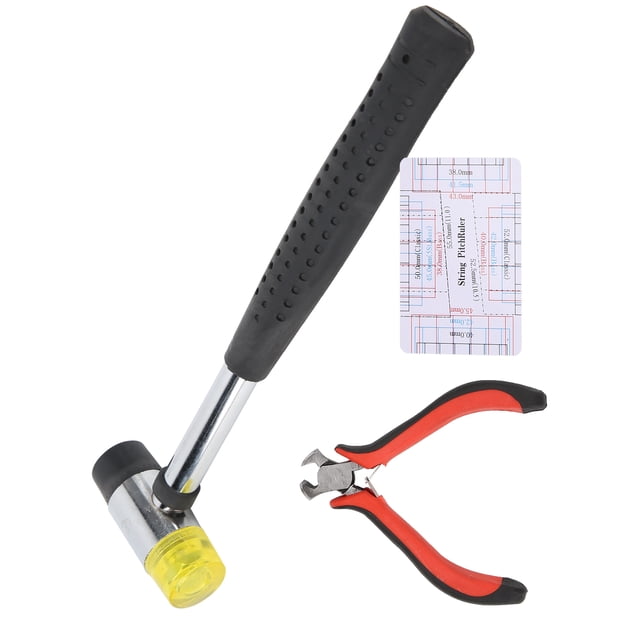 Juego de herramientas de reparación de guitarra martillo de traste de guitarra de doble cabeza resistente a golpes mango ergonómico regla de acción de cuerda calibre para bajo ANGGREK Otros