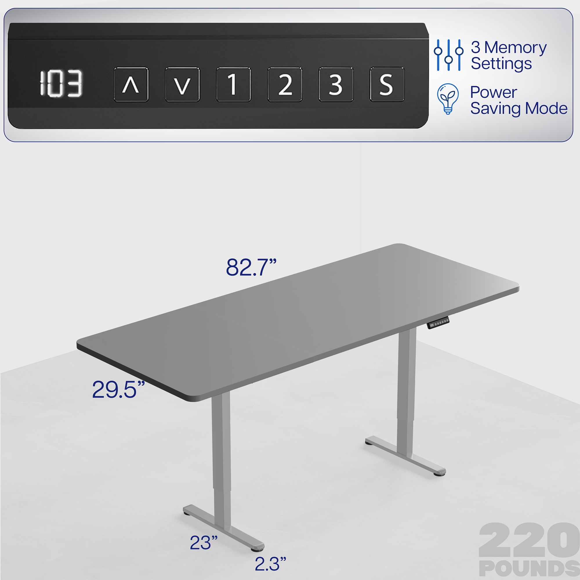 VIVO Electric Dual Motor 83” x 30” Standing Desk, Black Top, Gray Frame