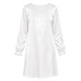thumbnail image 4 of Girls Satin Nightgown Long Sleeve Ruffle Cuff Crewneck Dress Kids Casual Comfy Loose Outfits for Lounge Wear White 11-12 Years, 4 of 8