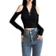 thumbnail image 1 of Txlixc Blusa casual para mujer con hombros descubiertos, blusa de manga larga con cuello alto y gancho Txlixc  Moda, 1 of 9