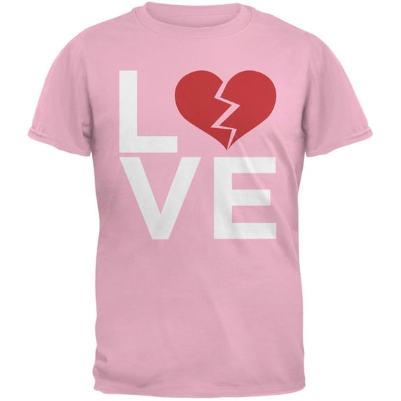 Love Broken Heart Pink Adult T-Shirt - Large