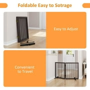 Smart FENDEE Bamboo Dog Gates for Doorways Freestanding Pet Gate, 2 Support Feet, 24H, Brown