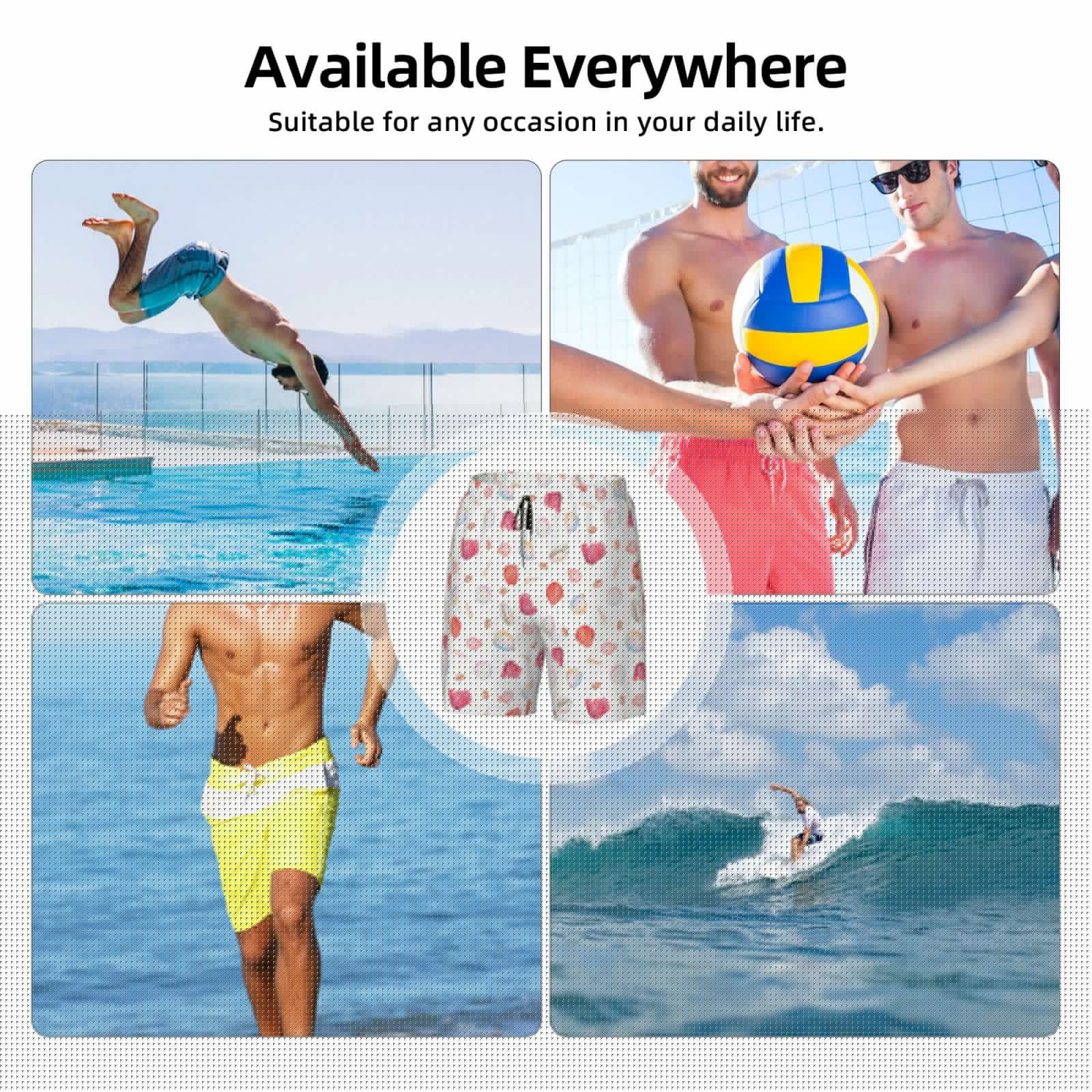 thumbnail image 6 of Uemuo Red coral and scallop seashell Pattern Mens Swim Trunks Quick Dry Board Shorts with Mesh Lining, Stretch Beach Shorts Quick Dry No-Chafing Board Shorts-, 6 of 9