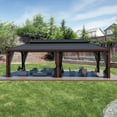 thumbnail image 4 of VEIKOUS 24' x 14' Outdoor Hardtop Gazebo, Aluminum Wood Grain Gazebo w/Double Roof for Patio, Garden, 4 of 19