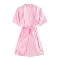 thumbnail image 5 of Baberdicy Womens Robe Nightgown Solid Bandage Cardigan Bathrobe Color Nightgown Nightgown Satin Home Women's, Women's Sleepwear Ladies Bathrobe( Pink M ), 5 of 6