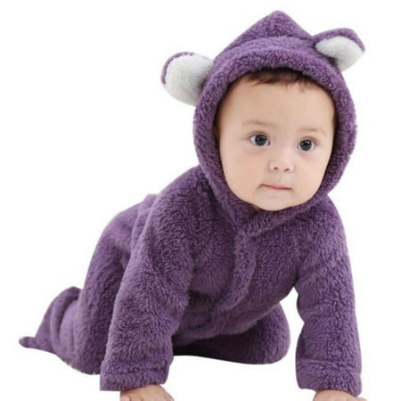 

Newborn Bear Warmer Snowsuit Cotton Fleece Hooded Romper Jumpsuit for Baby Girl