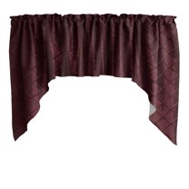 Cross-Stitch Diamond Pattern Pintuck Taffeta Swag Valance Curtain Window Treatment Kitchen Home Décor 72" Wide / 36" Tall