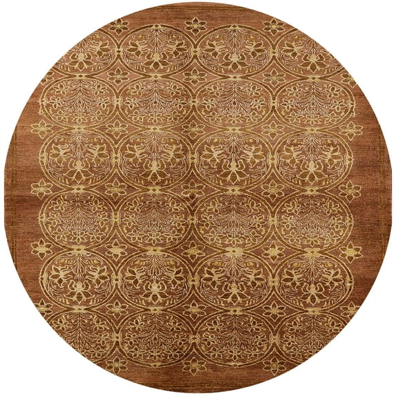 Ahgly Company Indoor Round Mid-Century Modern Red Oriental Area Rugs, 8' Round