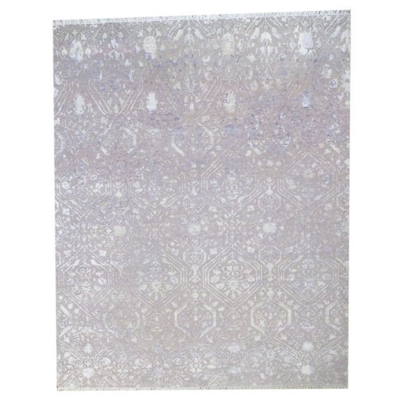 Wahi Rugs Hand Knotted Transitional Ikat Design Carved High Low 8'0"x10'0" -w11158