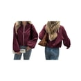 thumbnail image 3 of Chaquetas Abrigadas con Cremallera para Mujer, de Otoño e Invierno, de Larga, Informales, Holgadas y con Bolsillos. Vino Tinto S, 3 of 7