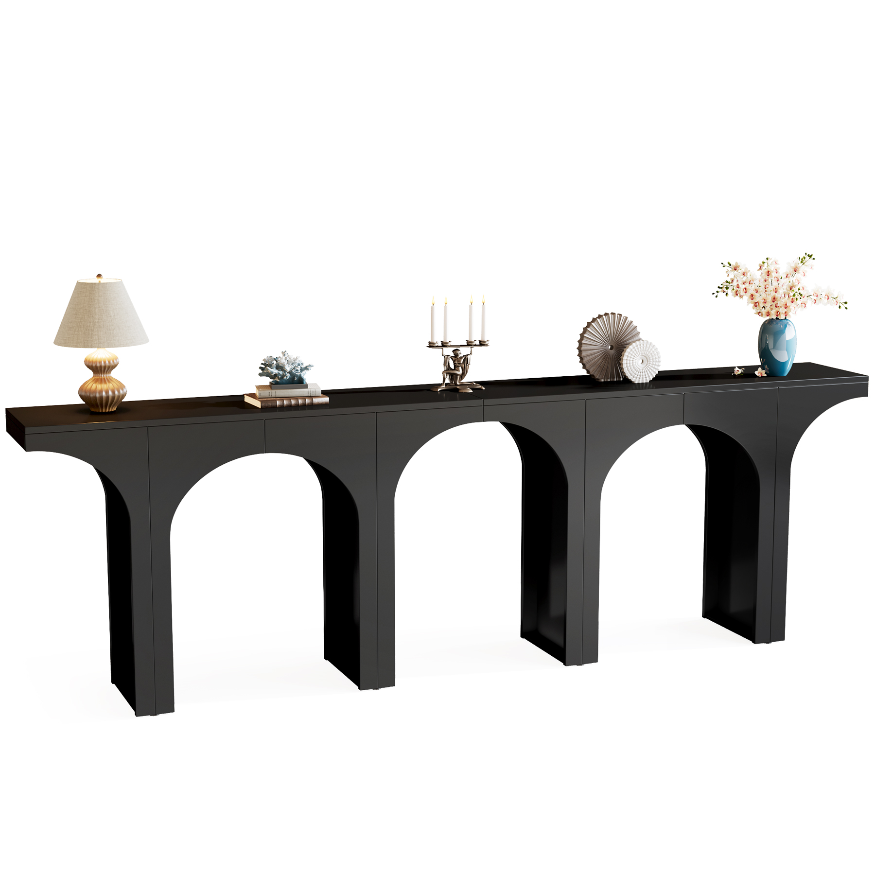 Fnova 47" Modern Console Table with Arched Design, Narrow Sofa Table for Entryway, Hallway, Living Room, Foyer Accent Table, Easy Assembly