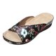 thumbnail image 1 of Bmisegm Ladies Summer Retro Colour Blocking Flowers Leather Hollow Breathable Slope with Thick Bottom Large Size Fish Mouth Sandals Slippers Sandals Women Summer Black 7.5, 1 of 6
