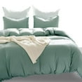 AOJIM Sage Green Queen Duvet Cover 3 Pieces Soft Comforter Cover Sets