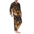 thumbnail image 6 of Salouo Cool Black Gold Dragon Print Button-Front Long Sleeve Pajama Set for Men, Soft 2Pjs Men's Long Sleeve Sleepwear -Large, 6 of 7