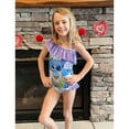thumbnail image 4 of Disney Stitch Girls Swimsuit Graphic One Piece Ruffled One Shoulder Bathing Suits Kids 6-7T, 4 of 9