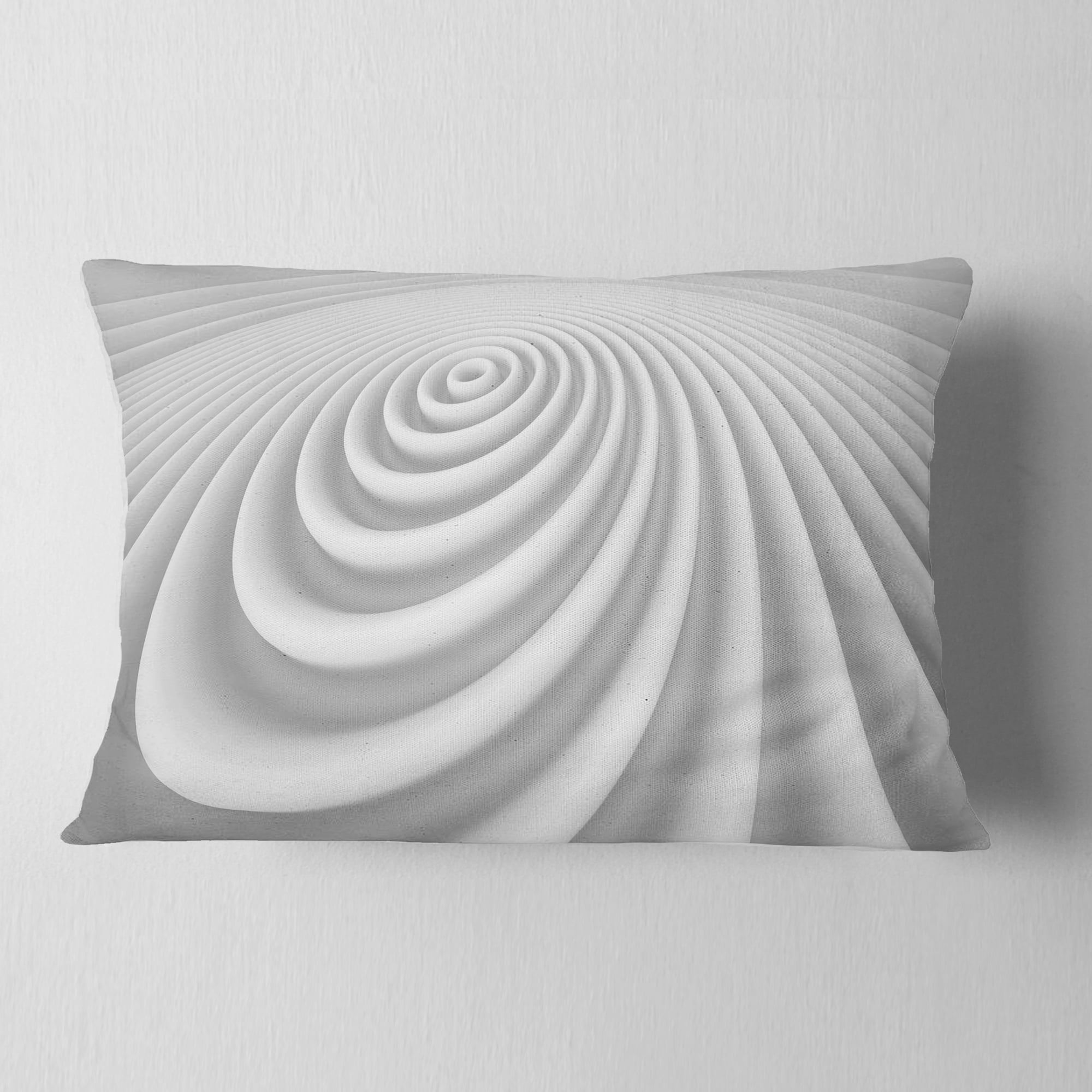 Designart Fractal Rounded White 3D Waves - Contemporary Throw Pillow - 12x20