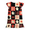 thumbnail image 6 of NIEWTR Toddler Baby Girl Halloween Dress Outfit Little Baby Girl Summer Fall Gingham Palid Dress Cute Pumpkin Embroidery Lace Flying Sleeve A-Line Dress, 6 of 7