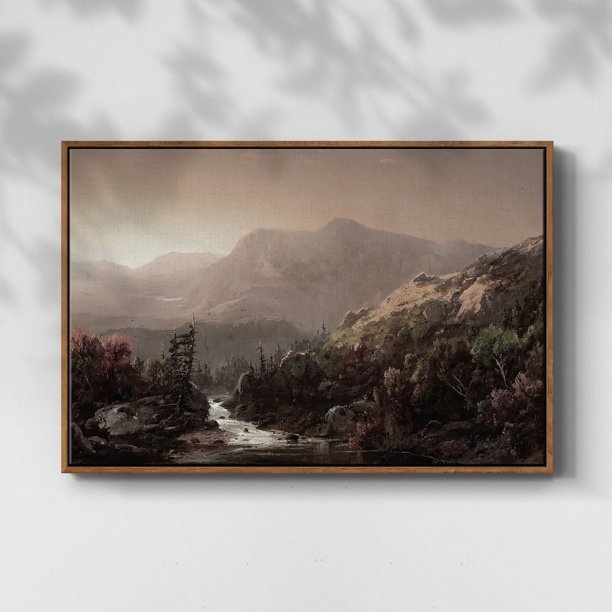 Vintage Landscape-CCCXXI By Wexford Home Framed in Walnut Wood Gallery Wrapped Canvas 25 in. x 37 in.