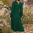 thumbnail image 4 of IROINNID Reduced Semi Formal Dress for Women Long Sleeve A-Line Dress Winter Round-Neck Solid Long Dress Features,Olive Green, 4 of 4