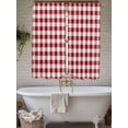 thumbnail image 7 of Bedroom Curtains 63 Inches length, Farmhouse Buffalo Plaid Window Treatment Curtain Drapes, Red White Checkered Rod Pocket Curtain Panels for Living Room Kitchen, 42"x63", 2 Panels, 7 of 7