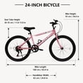 thumbnail image 3 of FUPOJH 24" Mountain Bikes for Teens,7 Speed,V Brakes,off Road Tires,Unisex,Pink, 3 of 10