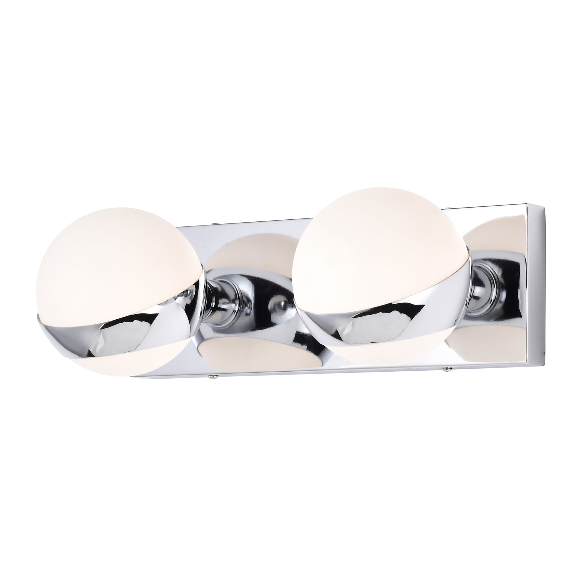 Warehouse of Tiffany Tomy 14 Inch Chrome Finish Orb Opaque Glass Wall Sconces 2 Light