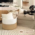 thumbnail image 6 of RFGUBUniMall XXXLarge Jute Rope Basket 21.7" x 21.7" x 13.8" Woven Baby Laundry Baskets for Blankets Toys Storage Basket with Handle Comforter Cushions Storage Bins Thread Laundry Hamper, 6 of 14
