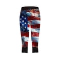 thumbnail image 4 of ZToonmas Women's Plus Size High Waist Independence Day Print Capri Leggings Slim Fit Cropped Trousers with Scalloped Hem for Summer, 4 of 5