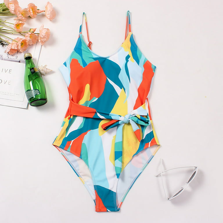 Ecqkame Plus Size Swimsuit for Women One Piece Plunge V Neck Monokini Tummy  Control Swimwear Bathing Suit Orange XXL Clearance Items