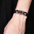 thumbnail image 3 of Titanium Steel Punk Men‘s Leather Bracelet, 3 of 6