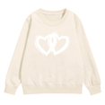 thumbnail image 6 of UACY Kids Heart Print Crewneck Pullover Sweatshirt, Soft Cotton Long Sleeve, Casual Loose Outwear Top for Girls and Boys (Beige, 3-4 Years), 6 of 6