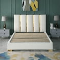 thumbnail image 5 of Contemporary Velvet Upholstered Bed, Solid Wood Frame, High-density Foam, Gold Metal Leg, Queen Size, 5 of 5