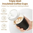 TRAHOO100 Pack 8 oz Black Disposable Coffee Cups with Lids & Stirrers