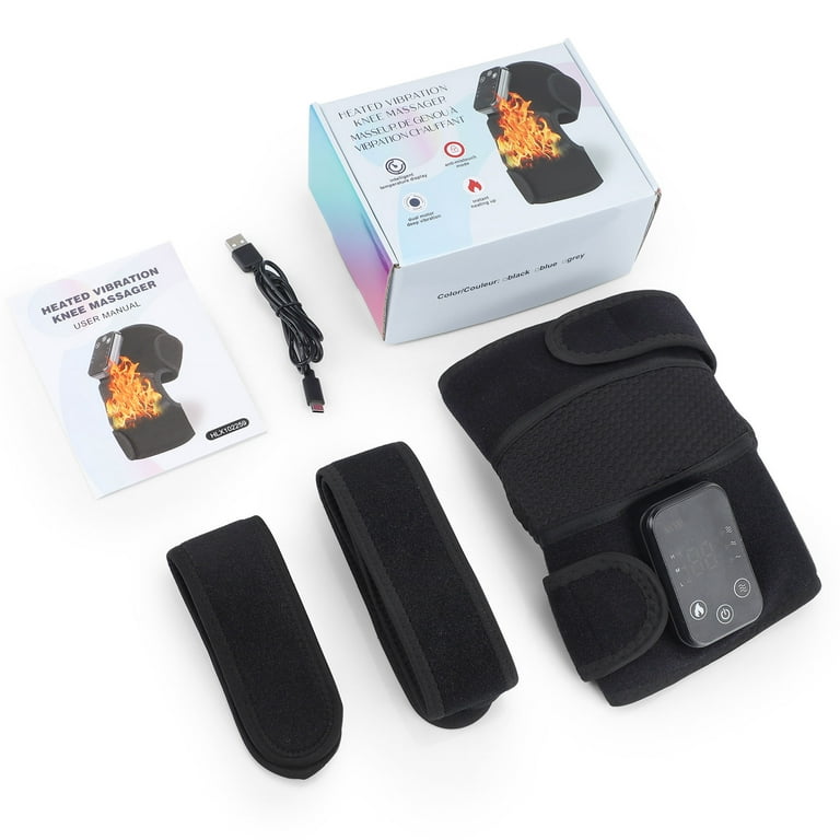 PKSTONE Heated Knee Brace Wrap, 3 Adjustable Heat and Vibration Knee  Massager for Arthritis Knee Pain Relief Massaging Knee Pad with