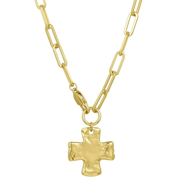 Punk Cross Pro Heart Charm Gold Silver Necklace for Women Chunky Huge Link Chain Choker Collar Thick Hip Hop Chains Necklaces[q338]