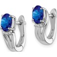 thumbnail image 2 of Sterling Silver Rhodium Plated Diamond & Sapphire Hinged Earrings (13 X 13) Made In India qe9955s, 2 of 5