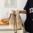 thumbnail image 4 of Bolsa Bolsos de hombro con cordón de ratán tejido a mano para mujer de paja (Beige) JShteea Para Estrenar, 4 of 9