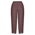 thumbnail image 4 of SELONE Summer Pants for Women Mid Waist Plus Size Lounge Pants Cropped Trouser Pants Loose Casual Beach Pants Pull on Solid Soft Straight Leg Lightweight Comfy Purple 2XL Breathable Clothes, 4 of 5
