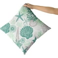 thumbnail image 6 of Nautical Coastal Throw Pillow Covers 18x18 Inch Seashell Starfish Coral Pillow Covers Summer Green Ocean Pillow Cases Beach Square Cotton Cushion Cover for Couch Bedroom Sofa Home Decor (Pack of 2), 6 of 6
