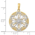 thumbnail image 3 of FB Jewels 14k White and Yellow Two Tone Gold Round Frame with filigree Center Pendant Two-color, 3 of 3
