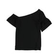 thumbnail image 2 of bar III Womens Tiered One Shoulder Blouse, Black, Small, 2 of 2