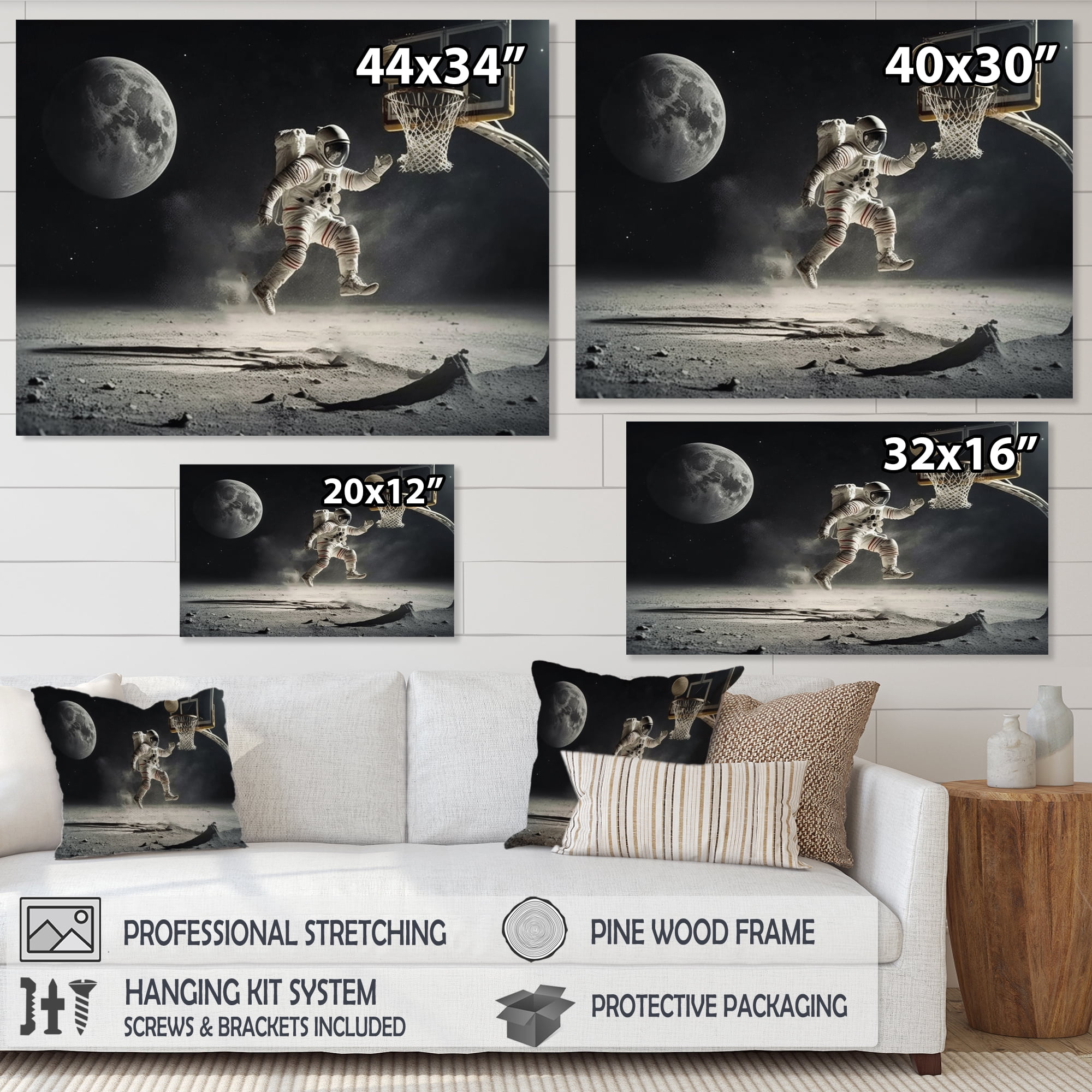 Designart Easy 2 Point On The Moon I Canvas Wall Art