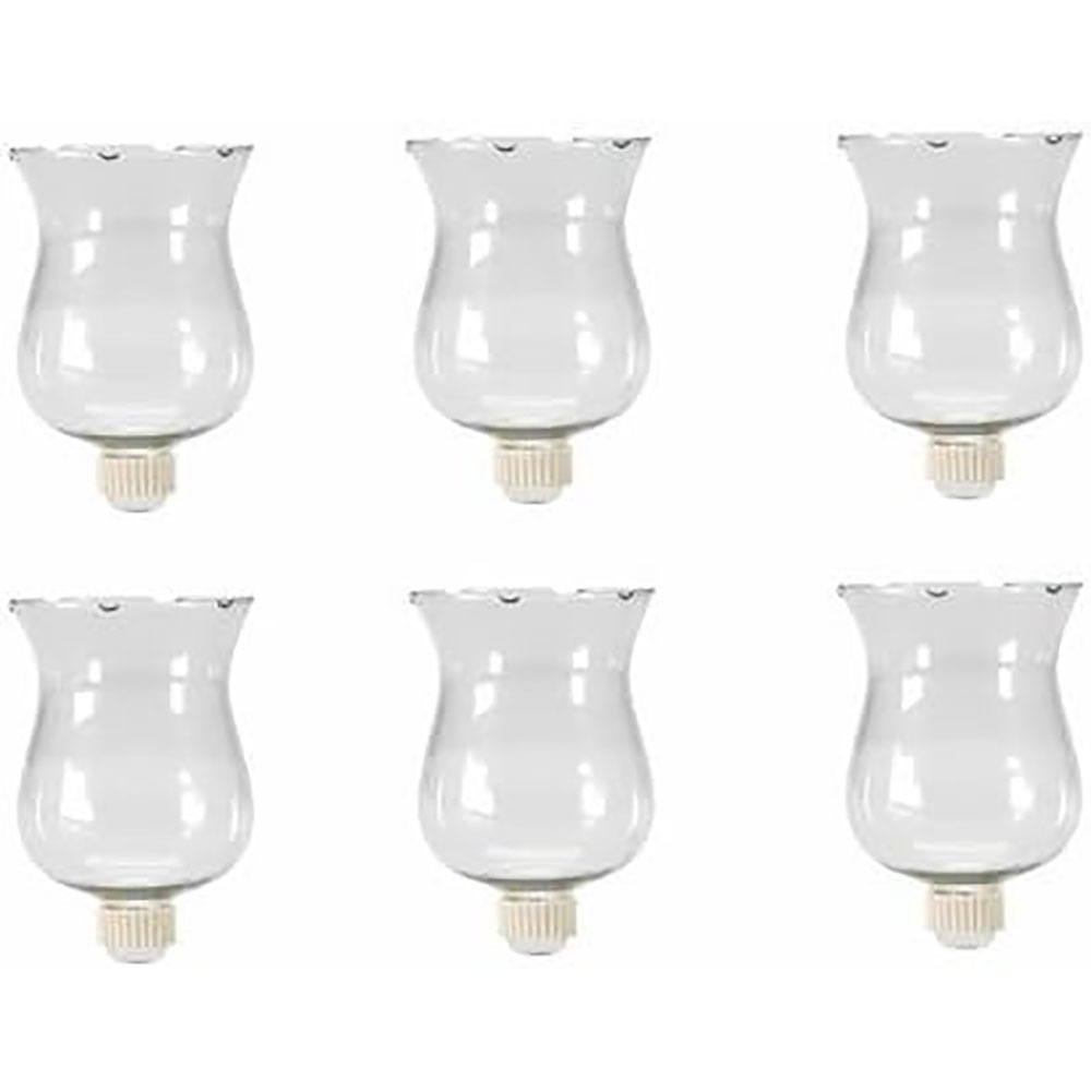 6 Large Clear Glass Votive Candle Holder Cups With Rubber Covered Peg