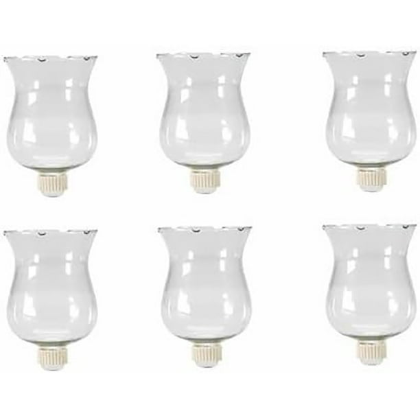 6 Large Clear Glass Votive Candle Holder Cups With Rubber Covered Peg