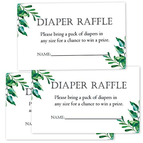 50 Pack Greenery Diaper Raffle Tickets for Baby Shower, Baby Shower Invitations Insert Cards, Bring a Pack of Diapers to Win Favors, Baby Shower Games. 50 Pack Greenery Diaper Raffle Tickets for Baby Shower, Baby Shower Invitations Insert Cards, Bring a Pack of Diapers to Win Favors, Baby Shower Games.